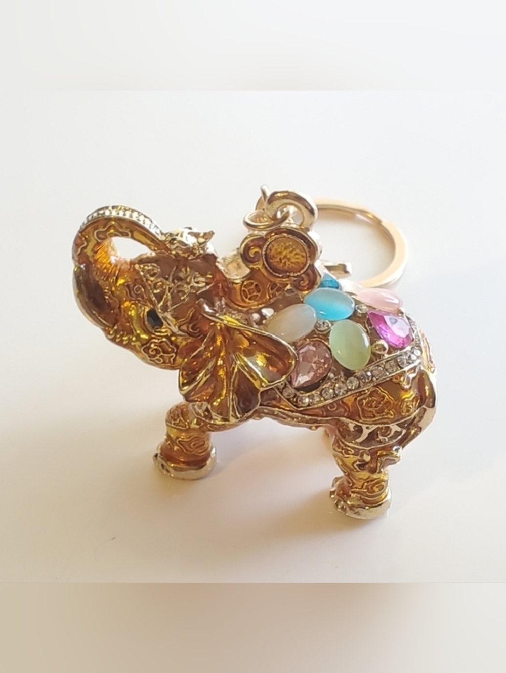 3D Elephant Bag Charm with Rhinestones and Baubles